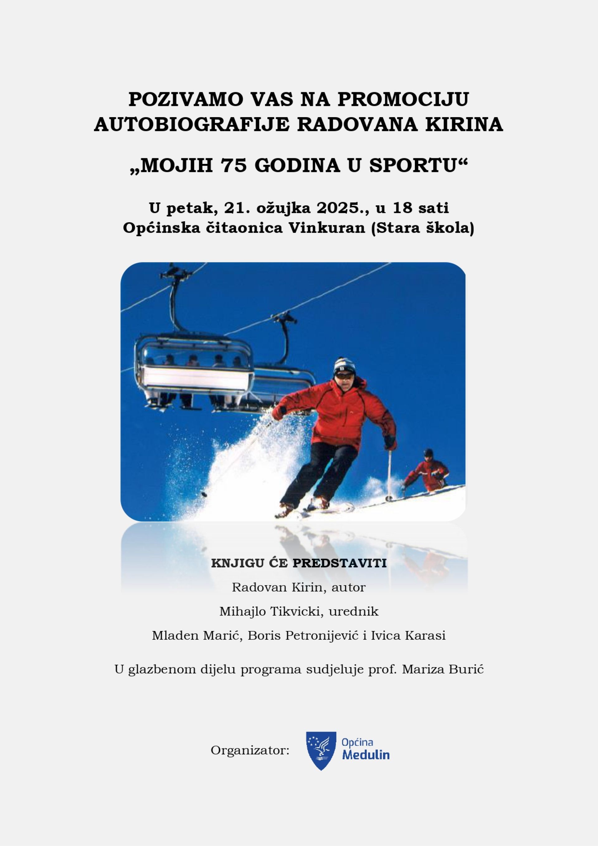 Promocija autobiografije Radovana Kirina pod naslovom „Mojih 75 godina u sportu“ - 21.03.2025. u Vinkuranu